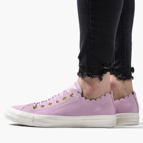 Converse CTAS OX Frilly Thrills Suede Sneakers - Picture 9 of 10